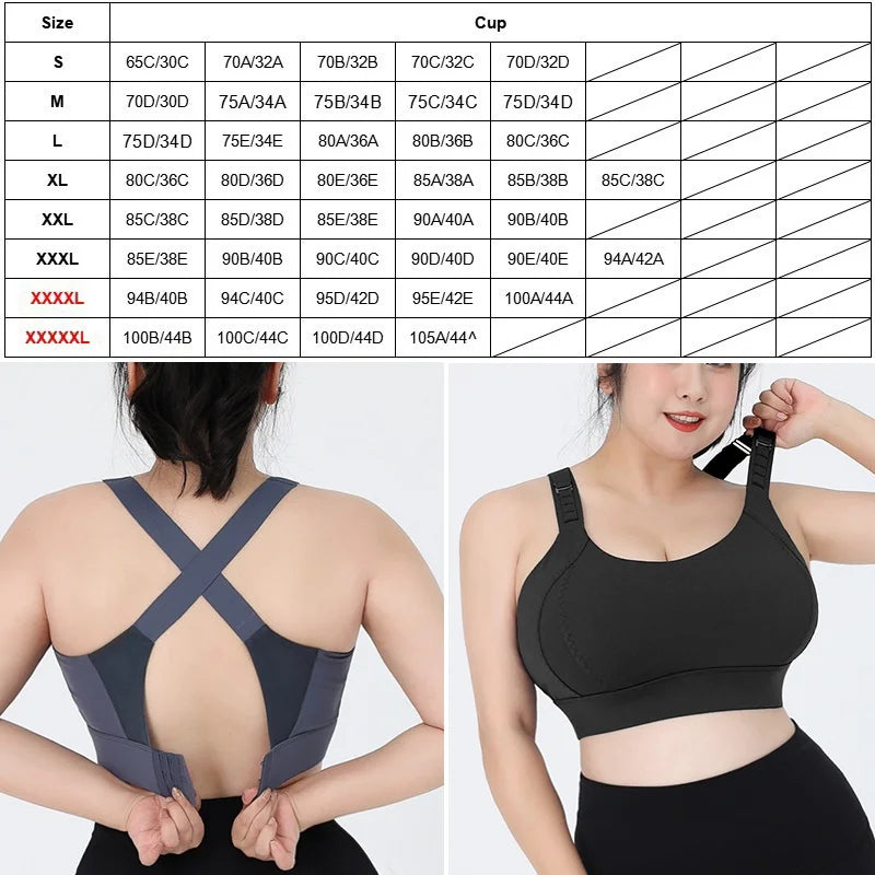 Plus Size Sports Bra Women, Gym, Fitness & Yoga Tank Top Running Shirt