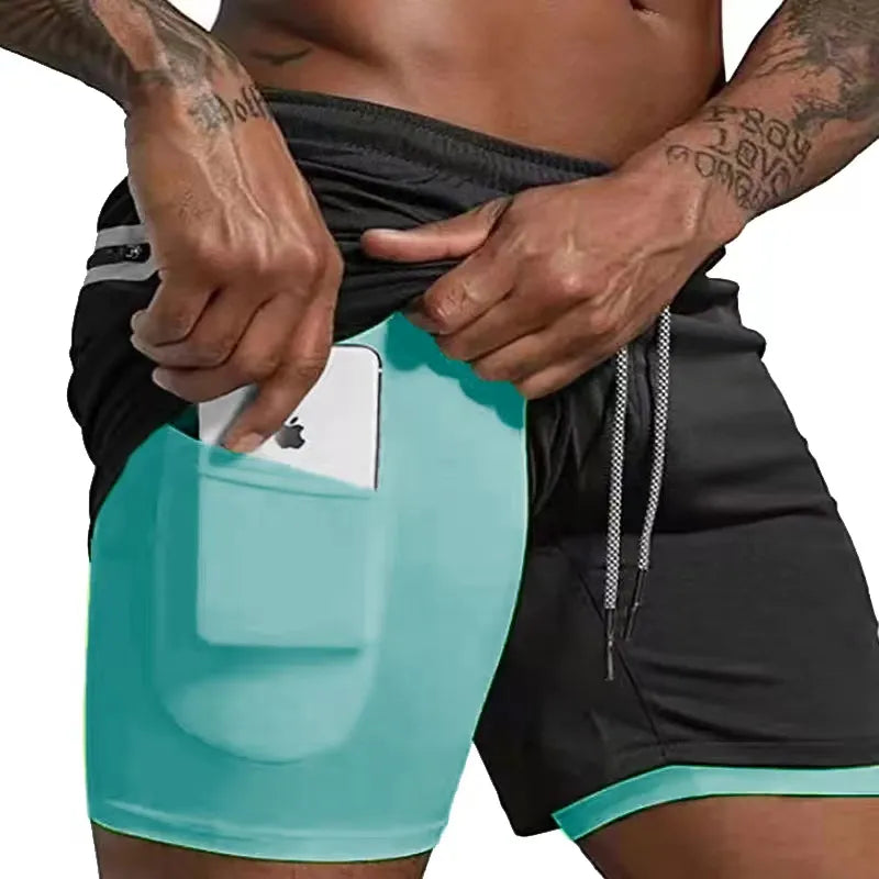 Men Running Sportswear Double-deck Shorts