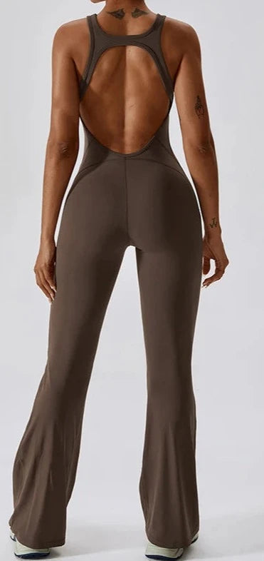 Sexy Back V Jumpsuit Gym Set Women