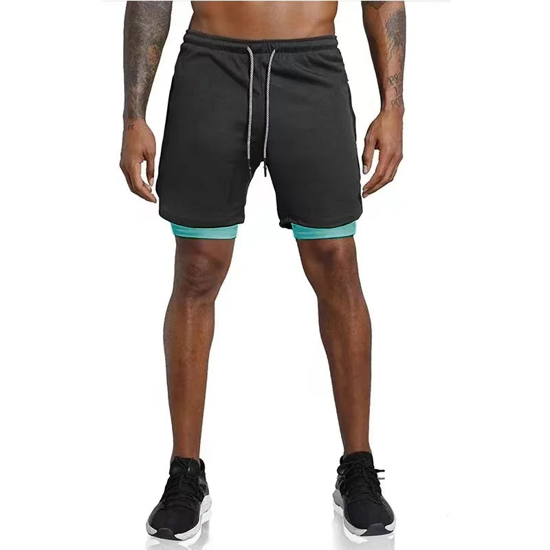 Men Running Sportswear Double-deck Shorts
