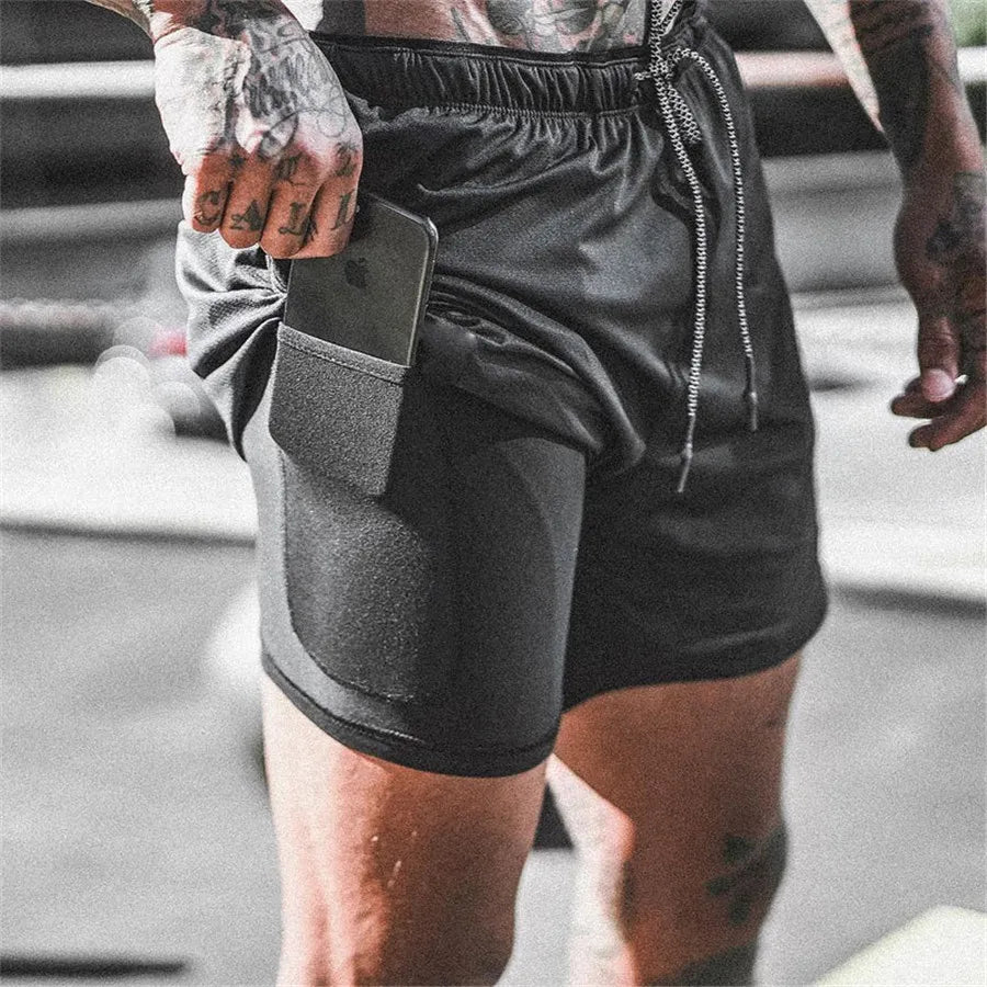 Men Running Sportswear Double-deck Shorts